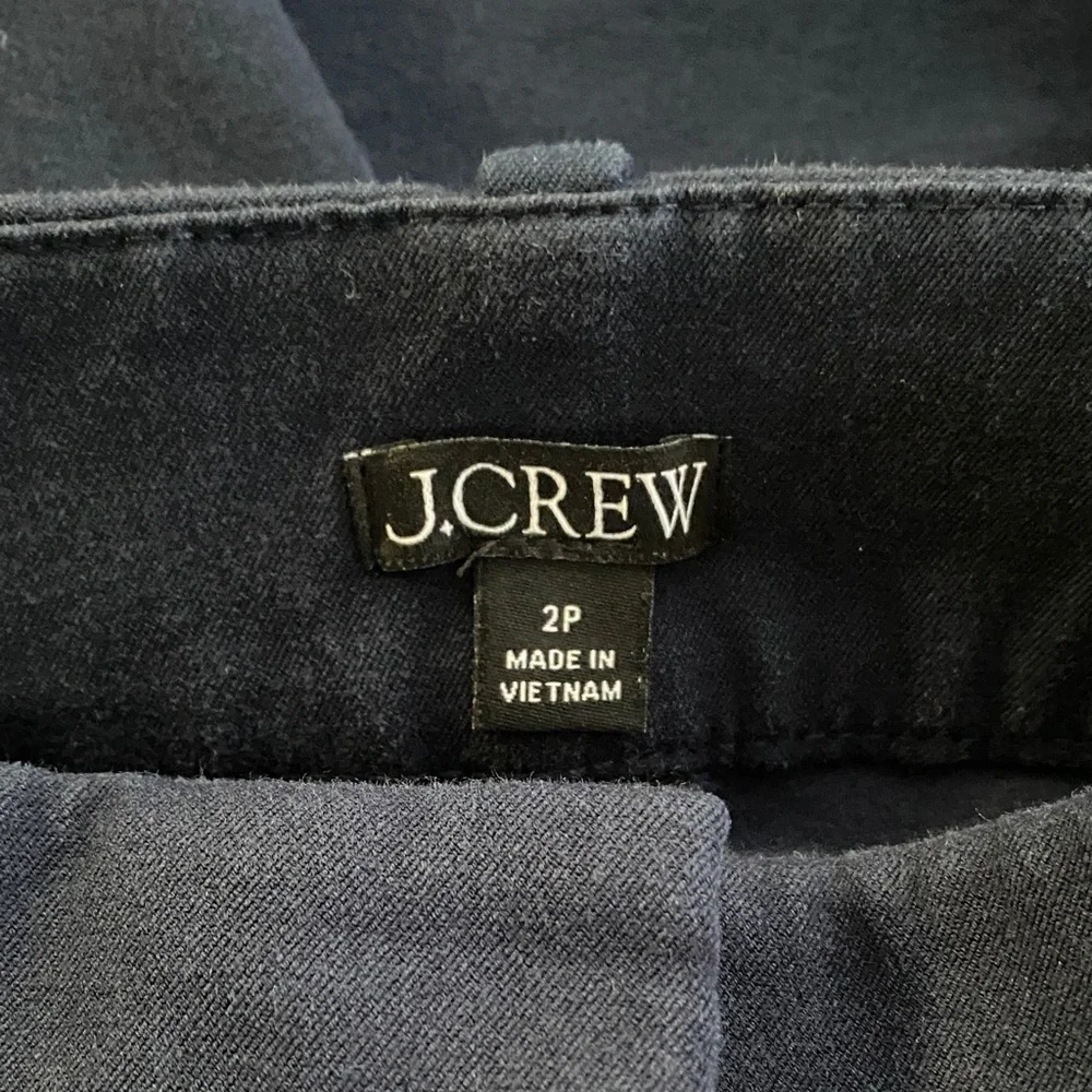 J.Crew Sydney Wide Leg Bi Stretch Cotton Cropped Pants Navy Size 2P High Waisted